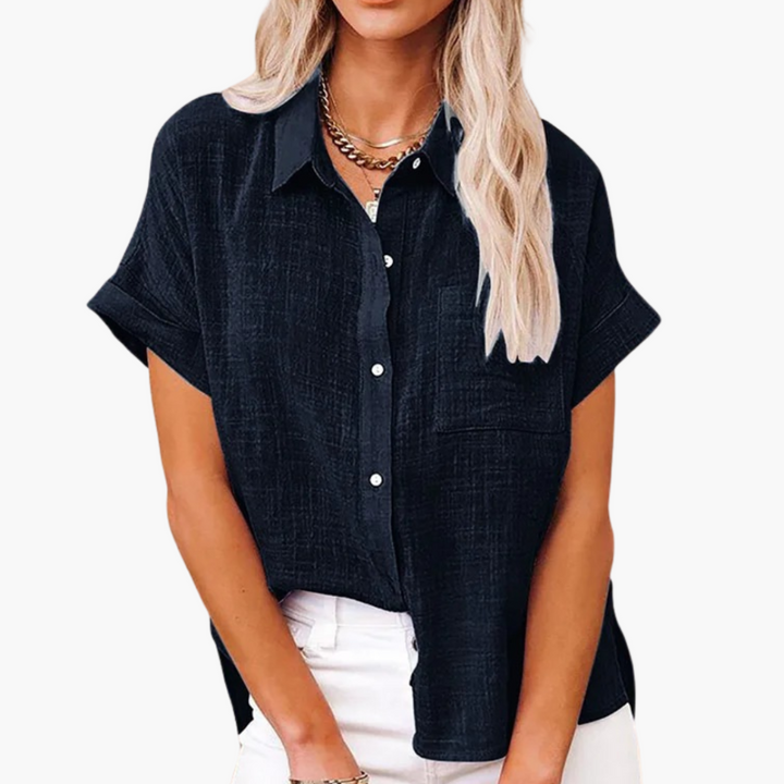 Kurzarm Bluse mit Knopfleiste für Damen – Sommer Look