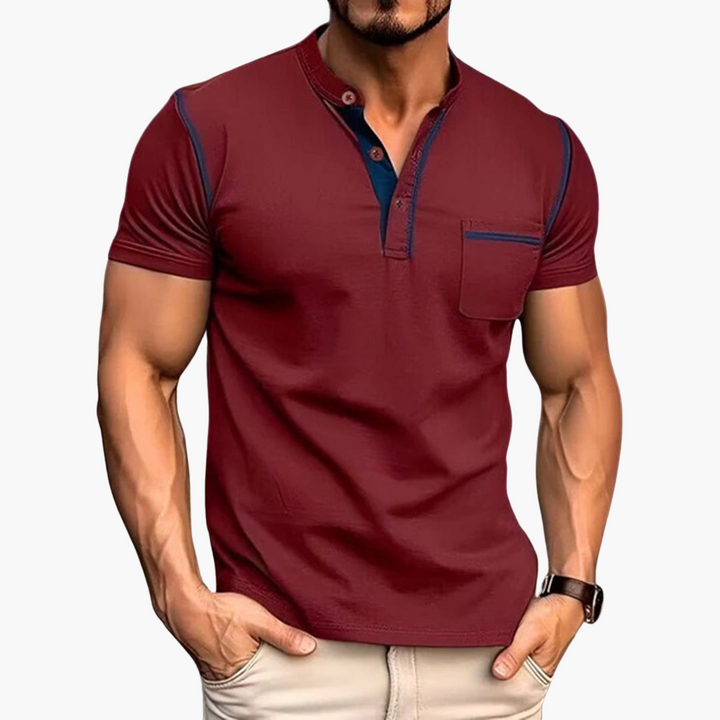 Henley T-Shirt für Männer – Kurzarm mit Brusttasche