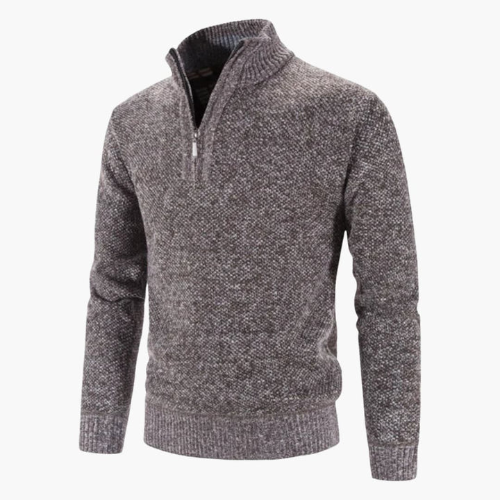 Herren pullover mit halbem Reißverschluss und strukturierter Oberfläche