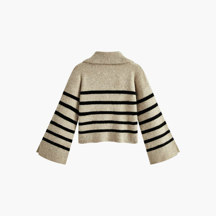 Damen pullover mit V-Ausschnitt und gestreifter Oberfläche