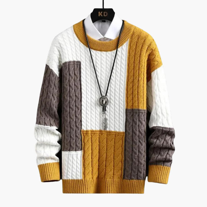 Herren pullover mit Rundhalsausschnitt und Zopfmuster