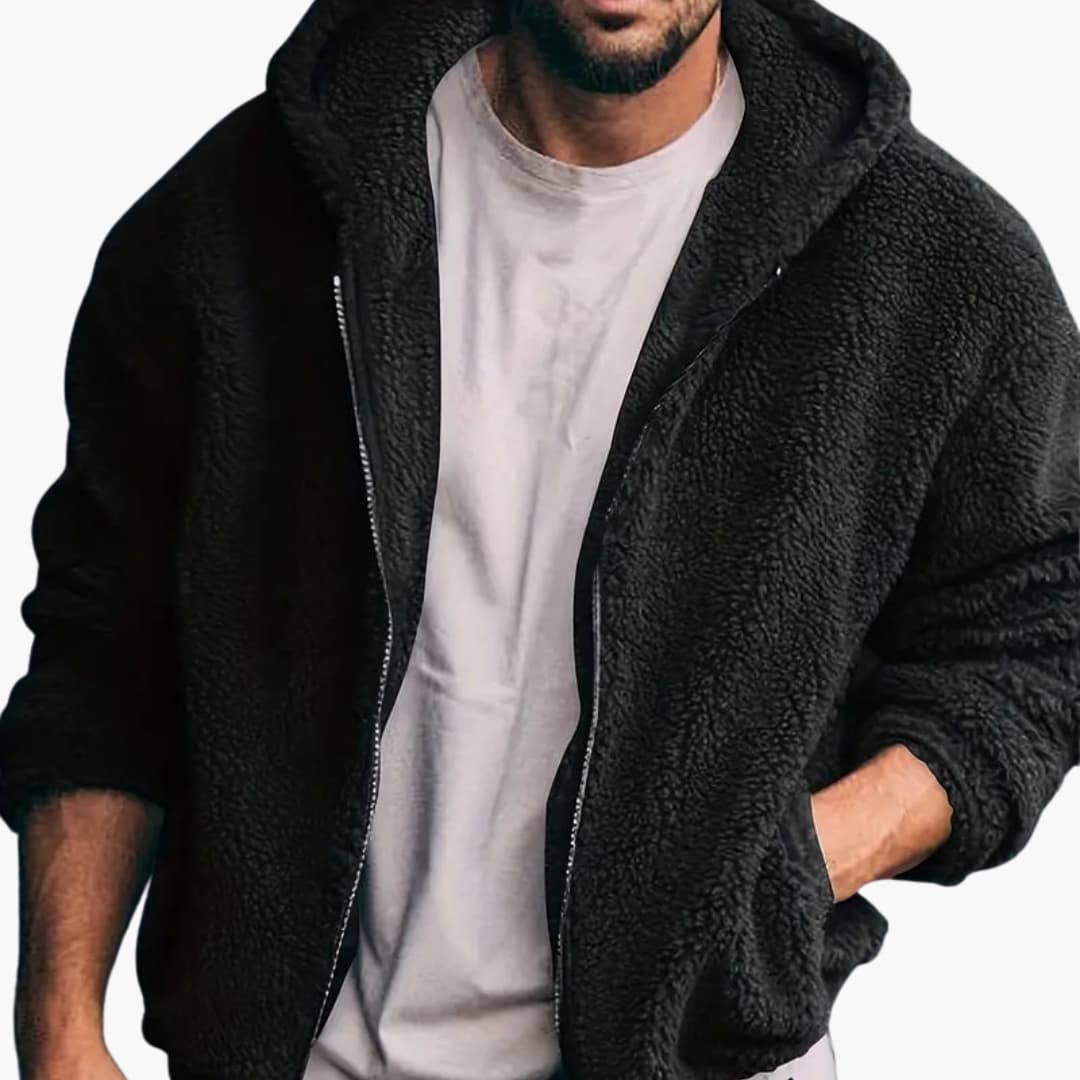 Herren Teddy jacke mit Reißverschluss und langen Ärmeln