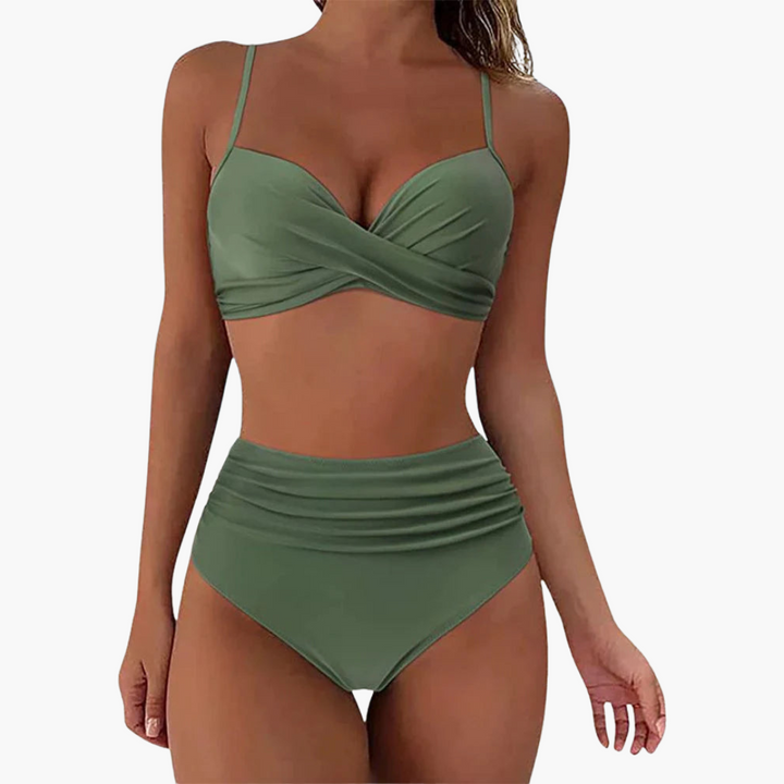 Zweiteiliges Bikini-Set - Damen Bademode mit Blumenprint & Bund