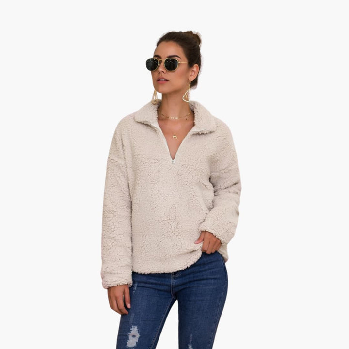 Fleece Pullover für Damen mit halbem Reißverschluss