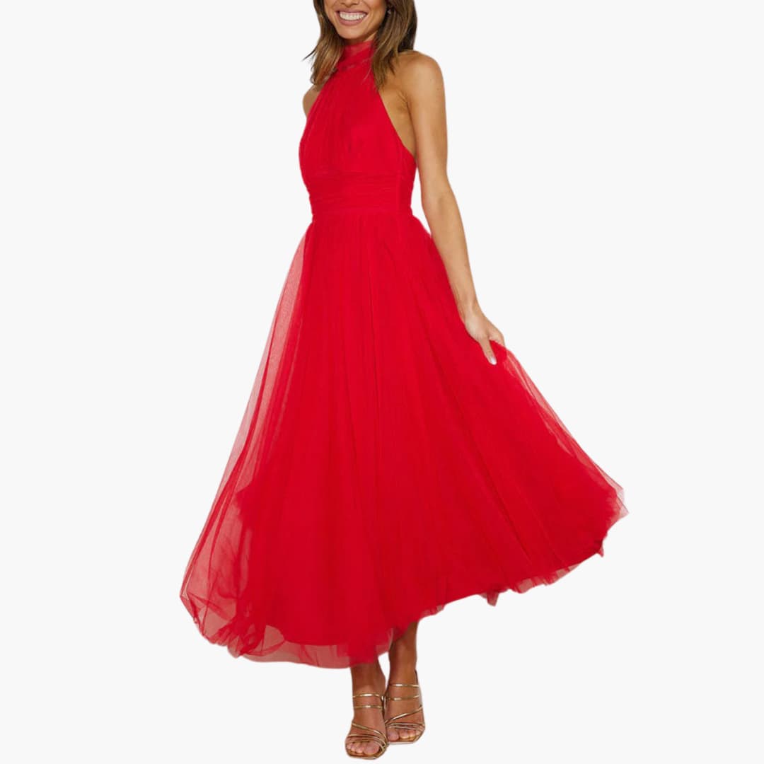 Elegantes weißes Tüll-Maxikleid für Damen