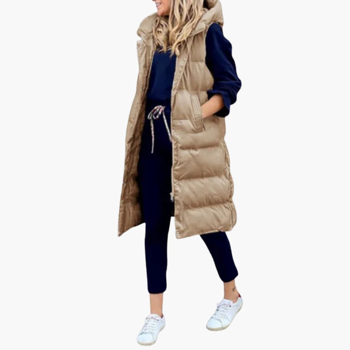 Damen Weste mit Kapuze und Steppdesign sowie Seitentaschen