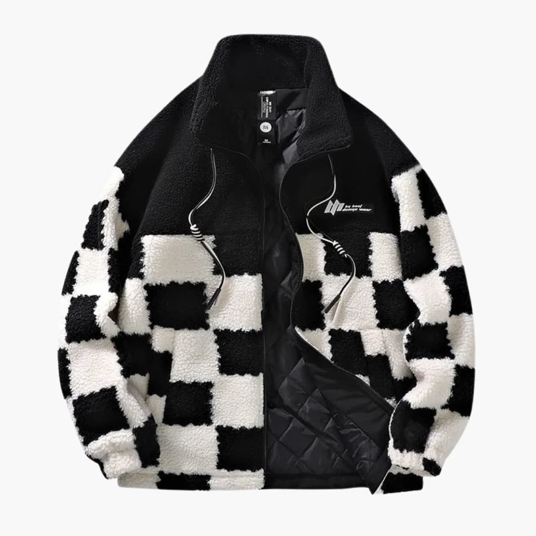 Herrenjacke Kariertes Muster mit Reißverschluss
