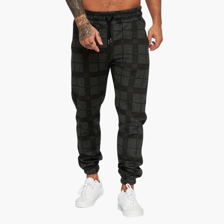 Herren hose mit elastischem Bund und karierter Oberfläche
