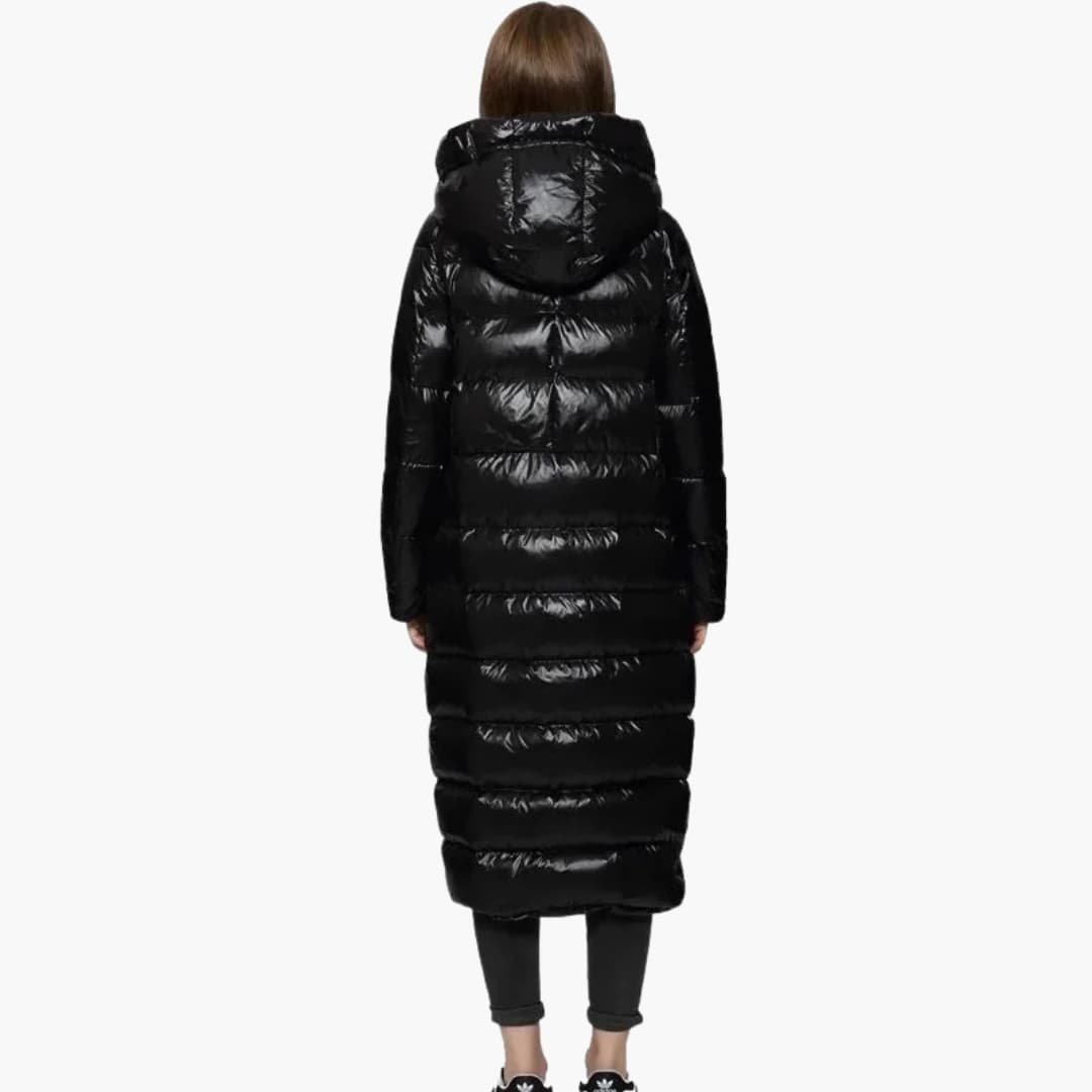 Damen Daunenjacke mit Kapuze und Reißverschluss in voller Länge