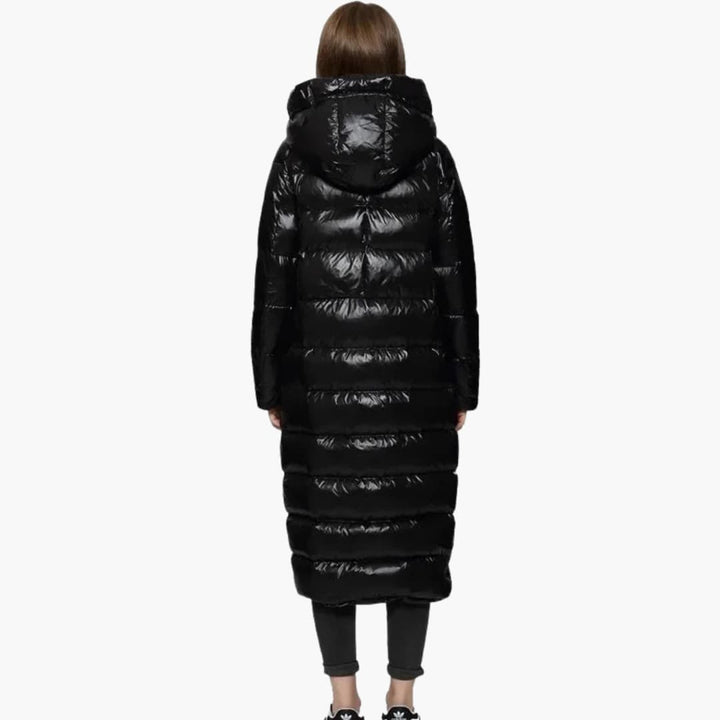 Damen Daunenjacke mit Kapuze und Reißverschluss in voller Länge