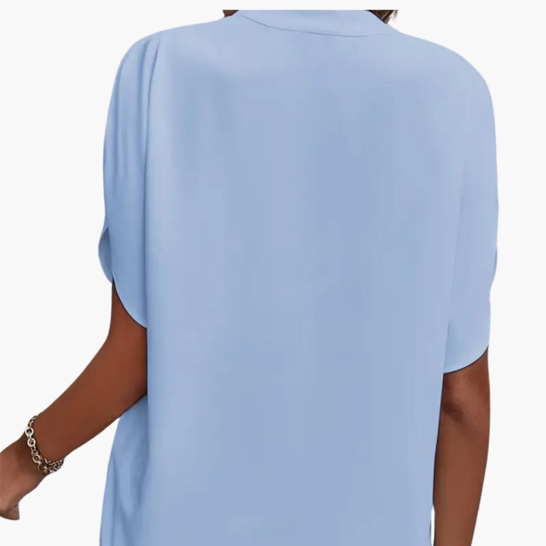 Bluse mit V-Ausschnitt für Damen – kurzarm und elegant