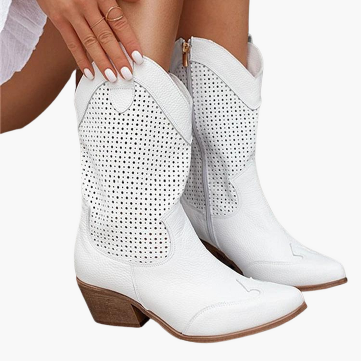 Cowboy Stiefel für Damen – Perforierte Western Stiefel