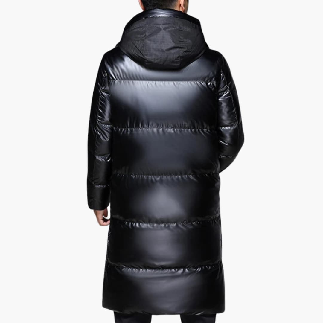Herren Daunenjacke mit Kapuze und durchgehendem Reißverschluss