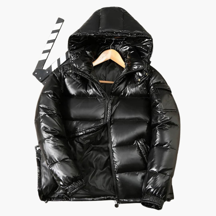 Daunenjacke für Herren mit Kapuze und gestepptem Obermaterial