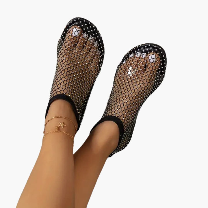 Trendige Mesh-Strass-Flats für Damen - SchmiedeMode