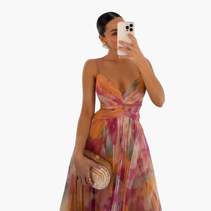 Elegantes Maxikleid für Damen mit - floralem Muster Glamourös