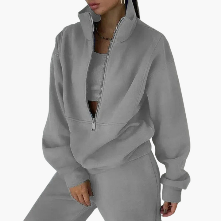 Damen Trainingsanzug mit Reißverschluss Sweatshirt und Hose