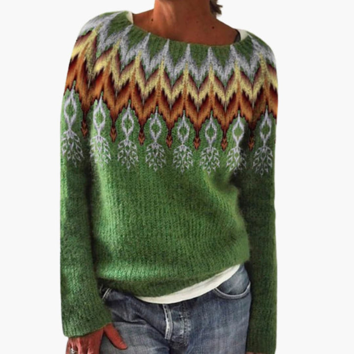 Damen pullover mit Rundhalsausschnitt und Baum-Muster