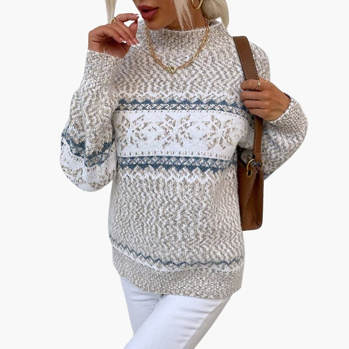 Damen pullover mit Rollkragen und Schneeflockenmuster