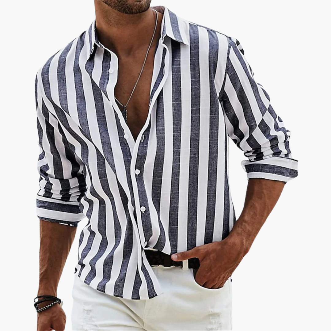 Gestreiftes Sommerhemd für Herren – Leichtes Freizeithemd mit Knopfleiste