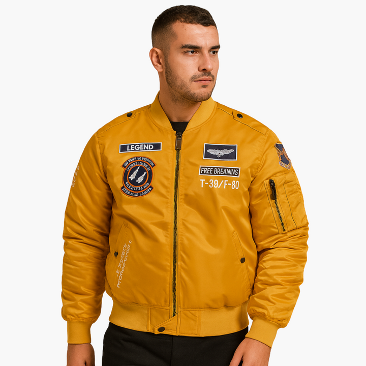Herren Piloten Bomberjacke mit geripptem Saum