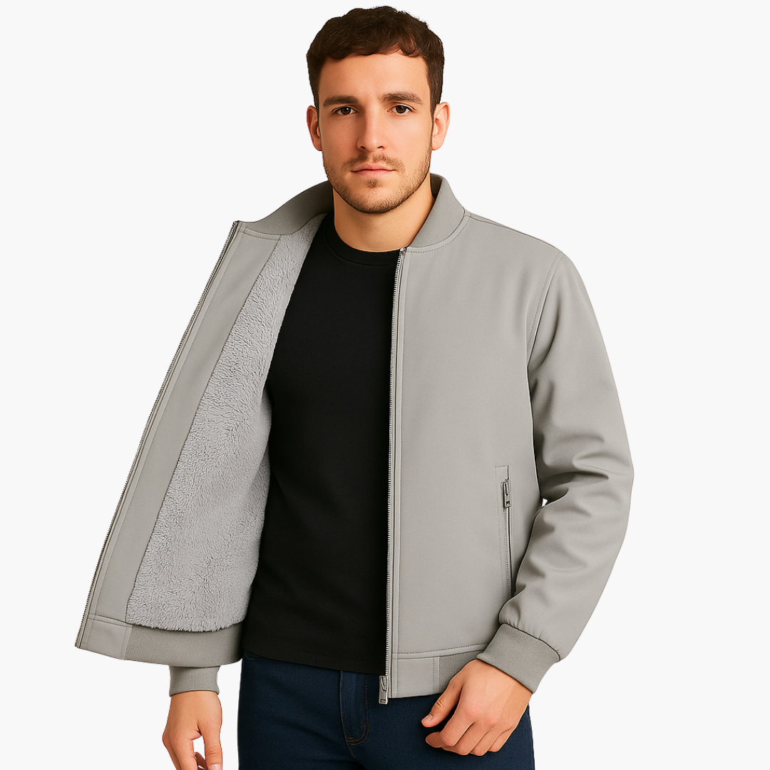 Herren Bomberjacke mit Reißverschluss und Fleece Futter