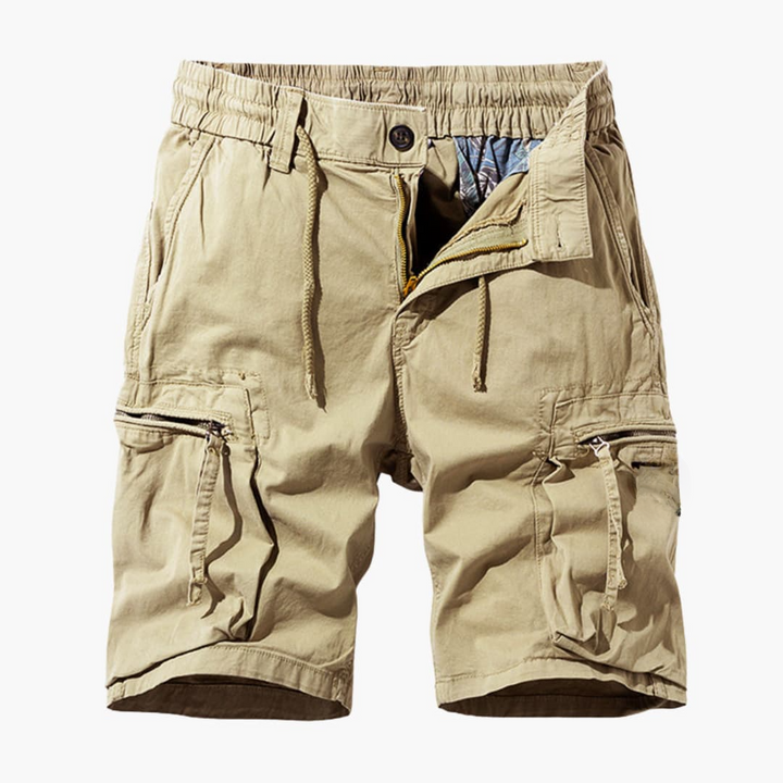 Herren Sommer Cargoshorts mit Reißverschlusstaschen und Kordelzug
