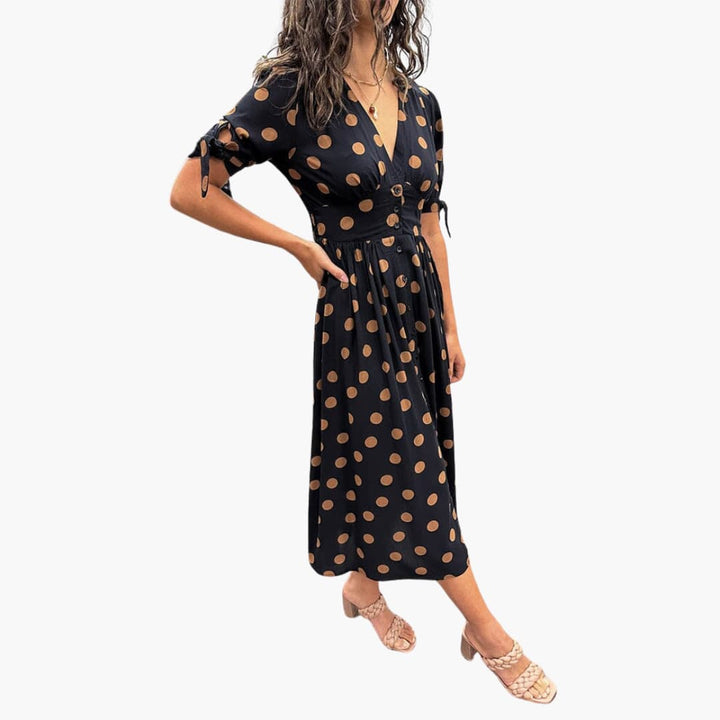 Elegantes Polka Dot Midikleid für Damen - SchmiedeMode