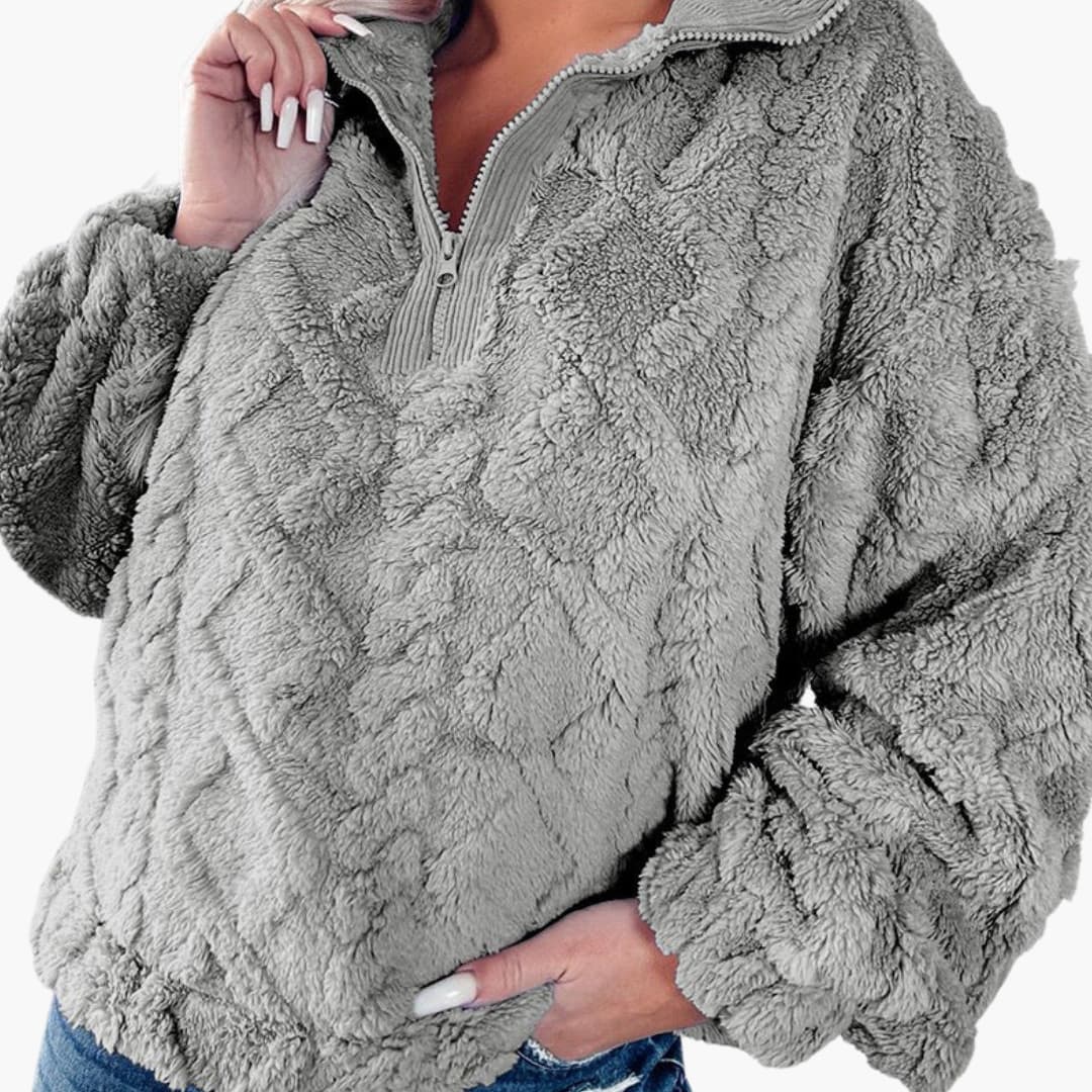 Damen Pullover mit Stehkragen und Strukturstrick