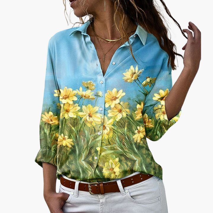Paisley Bluse mit V-Ausschnitt für Damen – luftig & schick