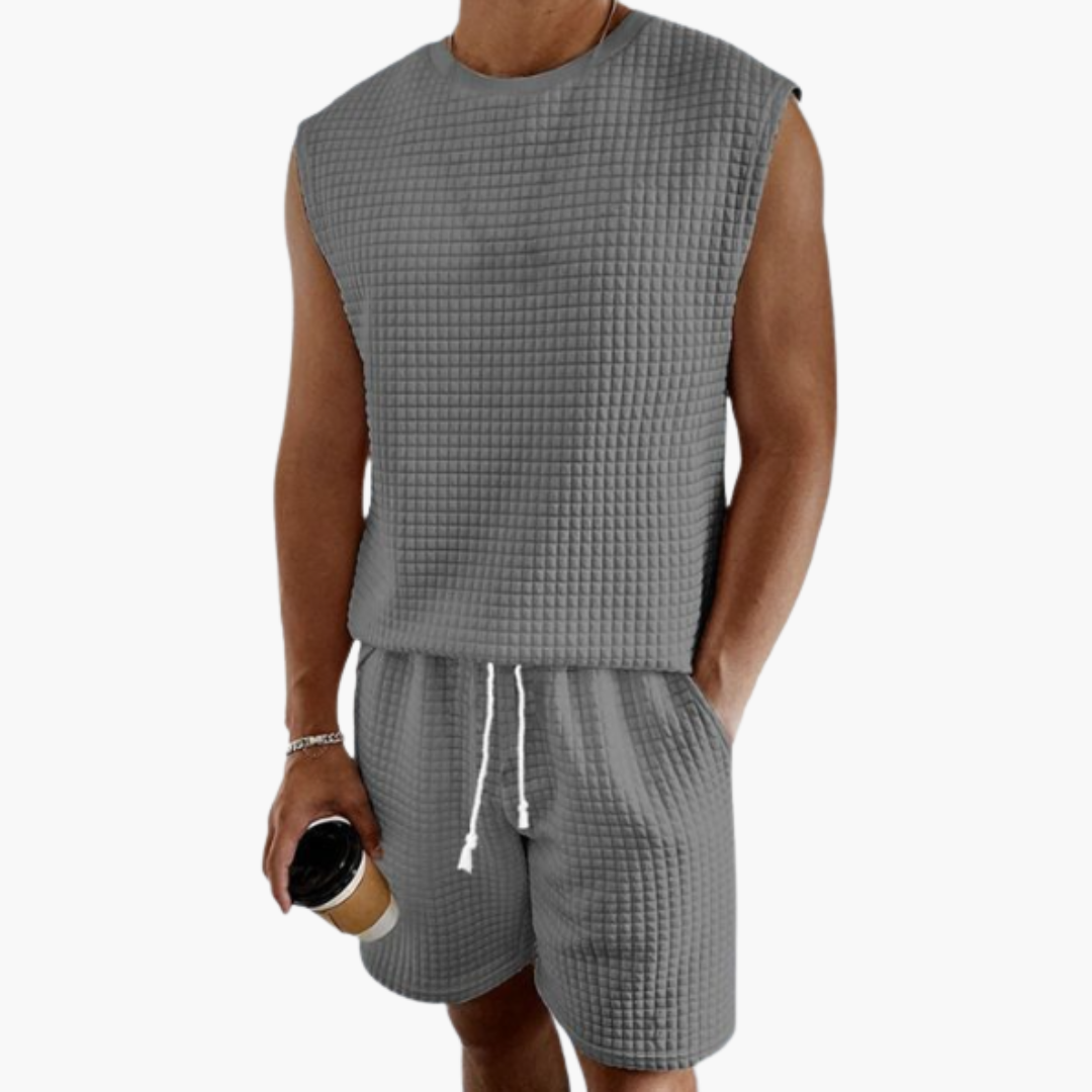 Herren Lounge Set mit ärmellosem Top und Waffelstruktur