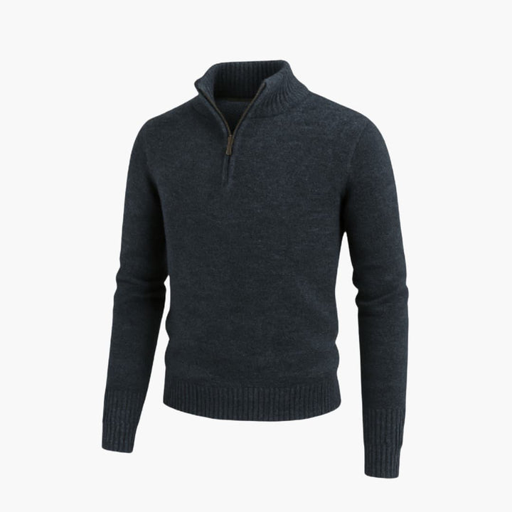 Herren pullover mit Halbreißverschluss und strukturierter Oberflächeen Warm