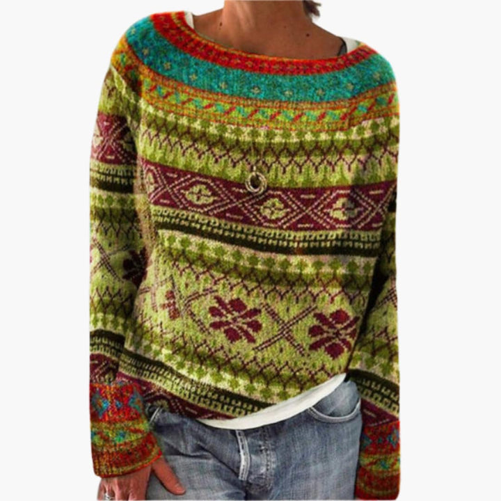 Damen pullover mit Rundhalsausschnitt und Baum-Muster
