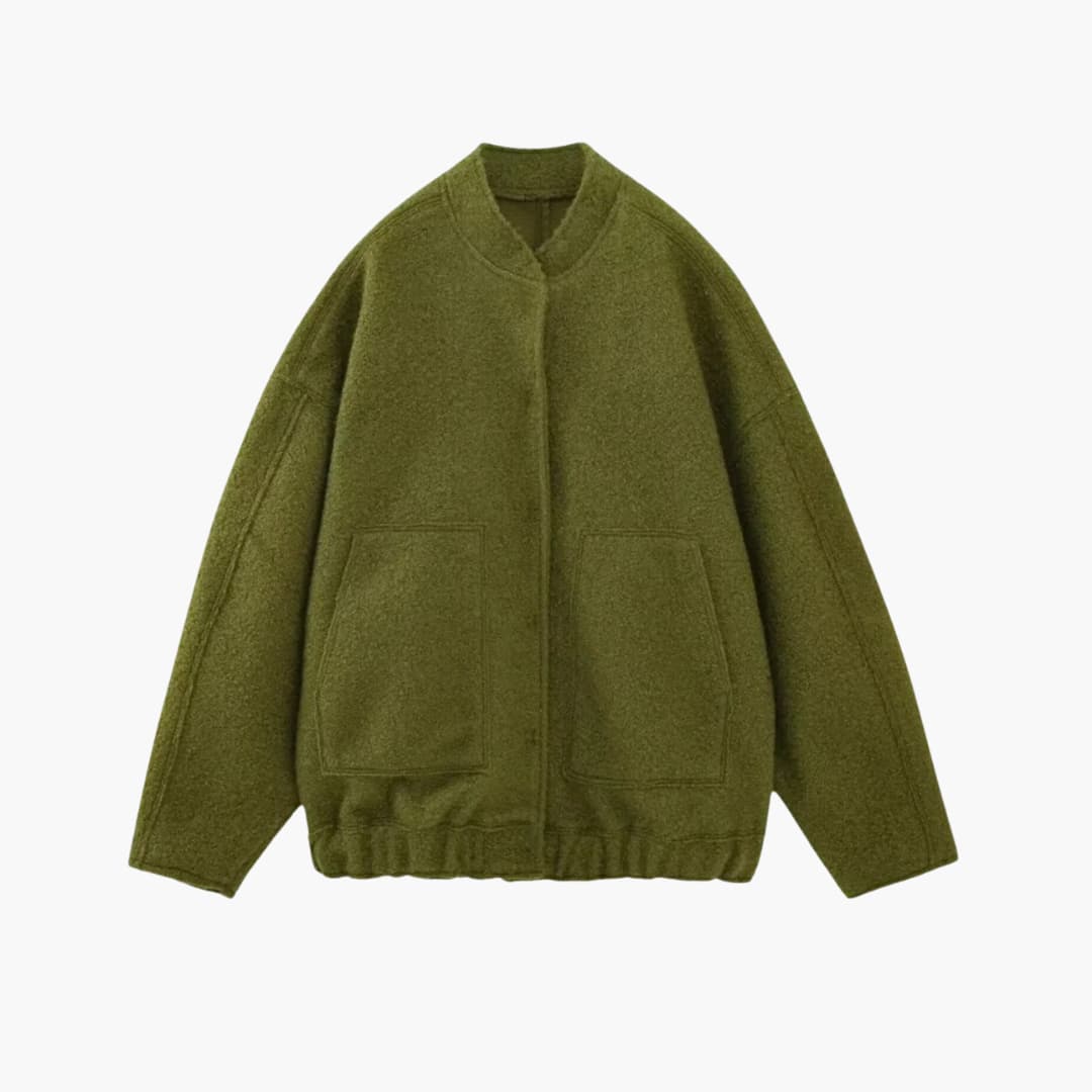 Damen Oversized Jacke mit offenem Frontdesign und aufgesetzten Taschen