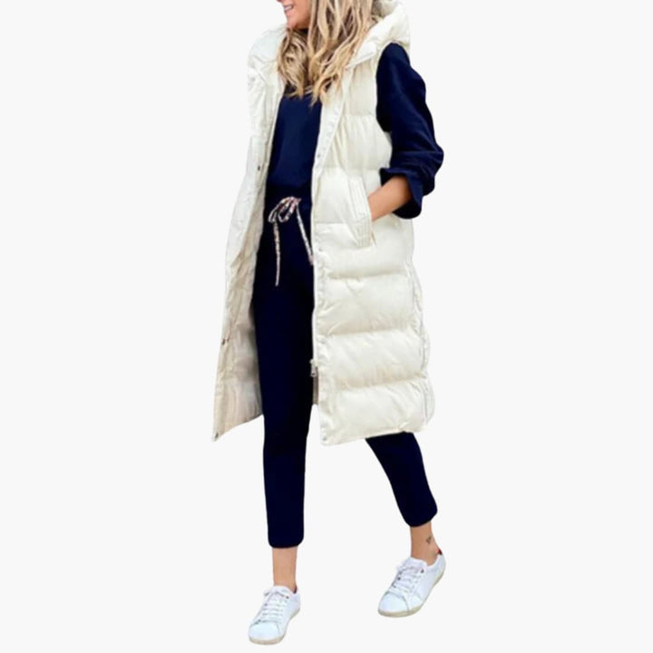 Damen Weste mit Kapuze und Steppdesign sowie Seitentaschen