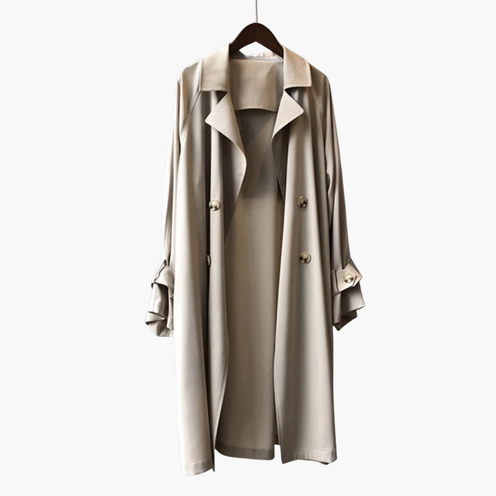 Damen Trenchcoat mit Reverskragen und Doppelknopfverschluss