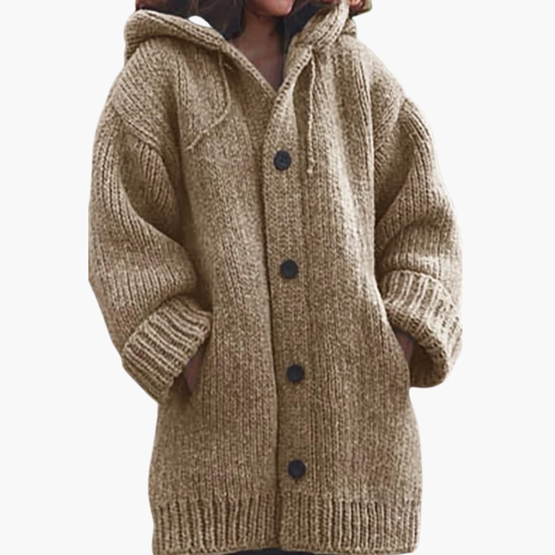 Langer Kapuzen Cardigan für Damen