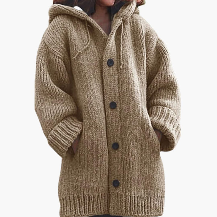 Langer Kapuzen Cardigan für Damen