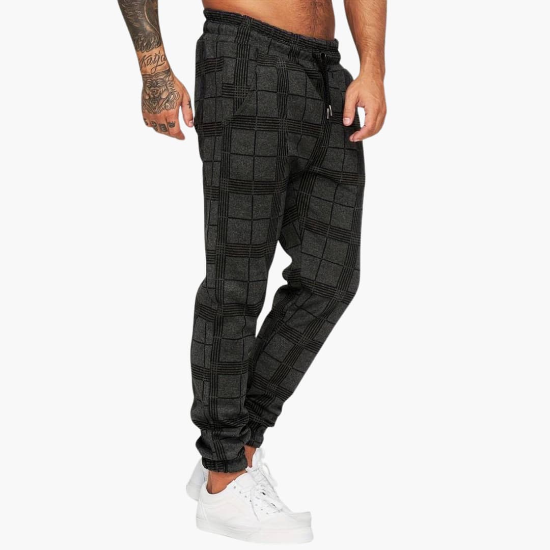 Herren hose mit elastischem Bund und karierter Oberfläche