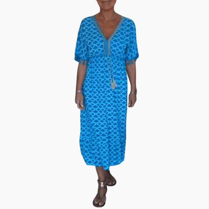 Elegantes Casual V-Ausschnitt Sommerkleid für Frauen - SchmiedeMode