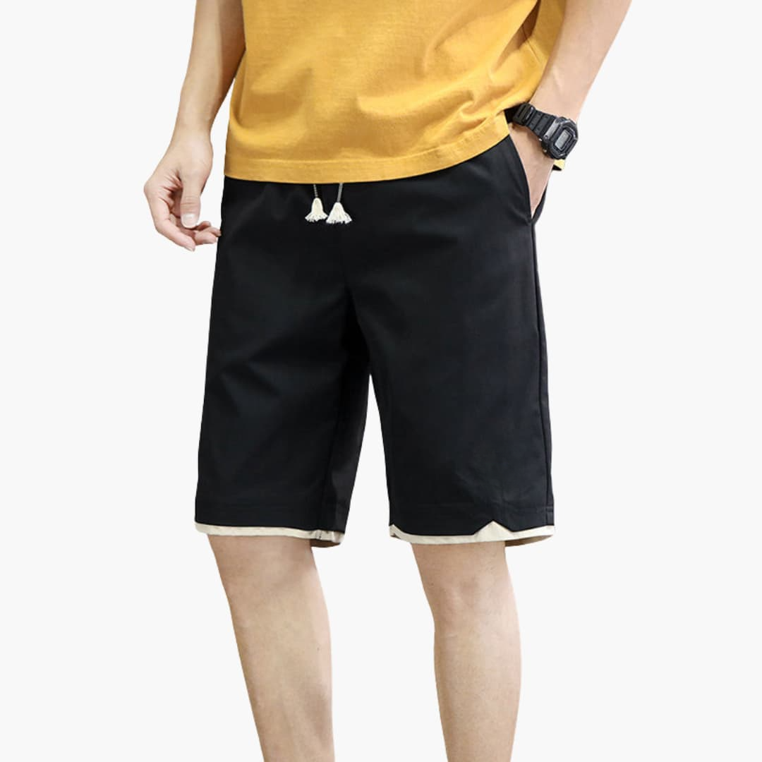 Herren Jogger Shorts mit Kordelzug und kontrastiertem Saum