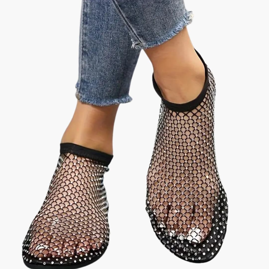 Trendige Mesh-Strass-Flats für Damen - SchmiedeMode