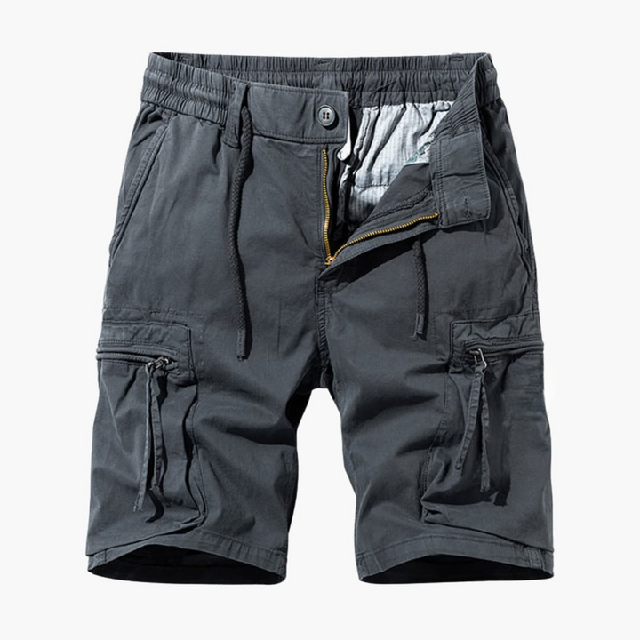 Herren Sommer Cargoshorts mit Reißverschlusstaschen und Kordelzug
