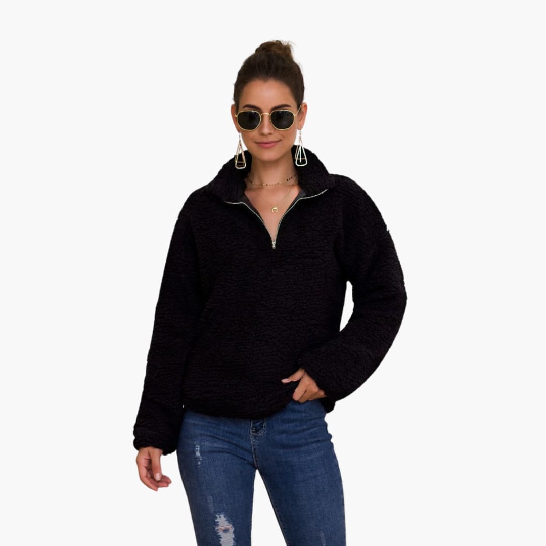 Fleece Pullover für Damen mit halbem Reißverschluss