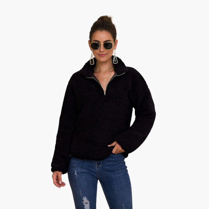 Fleece Pullover für Damen mit halbem Reißverschluss