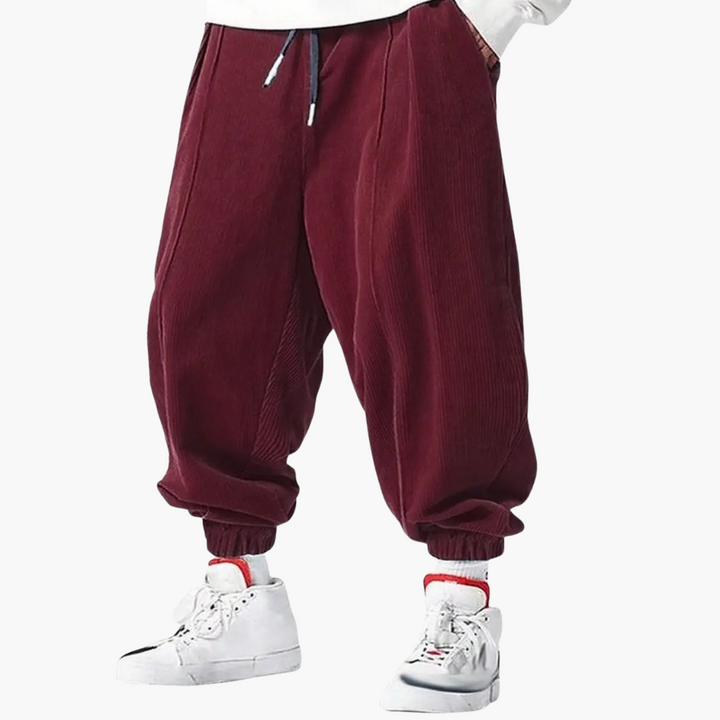 Herren Cordhose mit Bund und Kordelzug und Bündchen