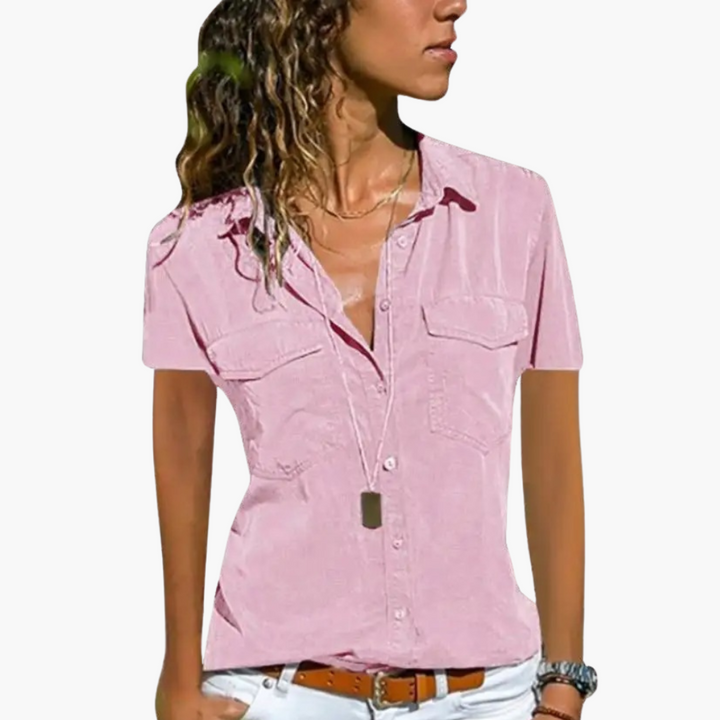 Damen Hemd mit Knopfleiste – Kurzarm Sommerbluse