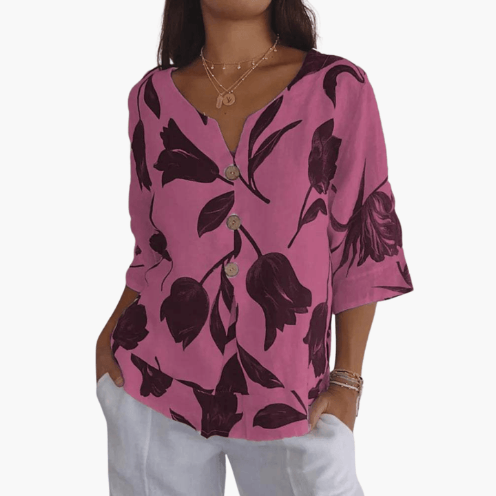 Stylische Bluse mit Blumendruck für Frauen - SchmiedeMode