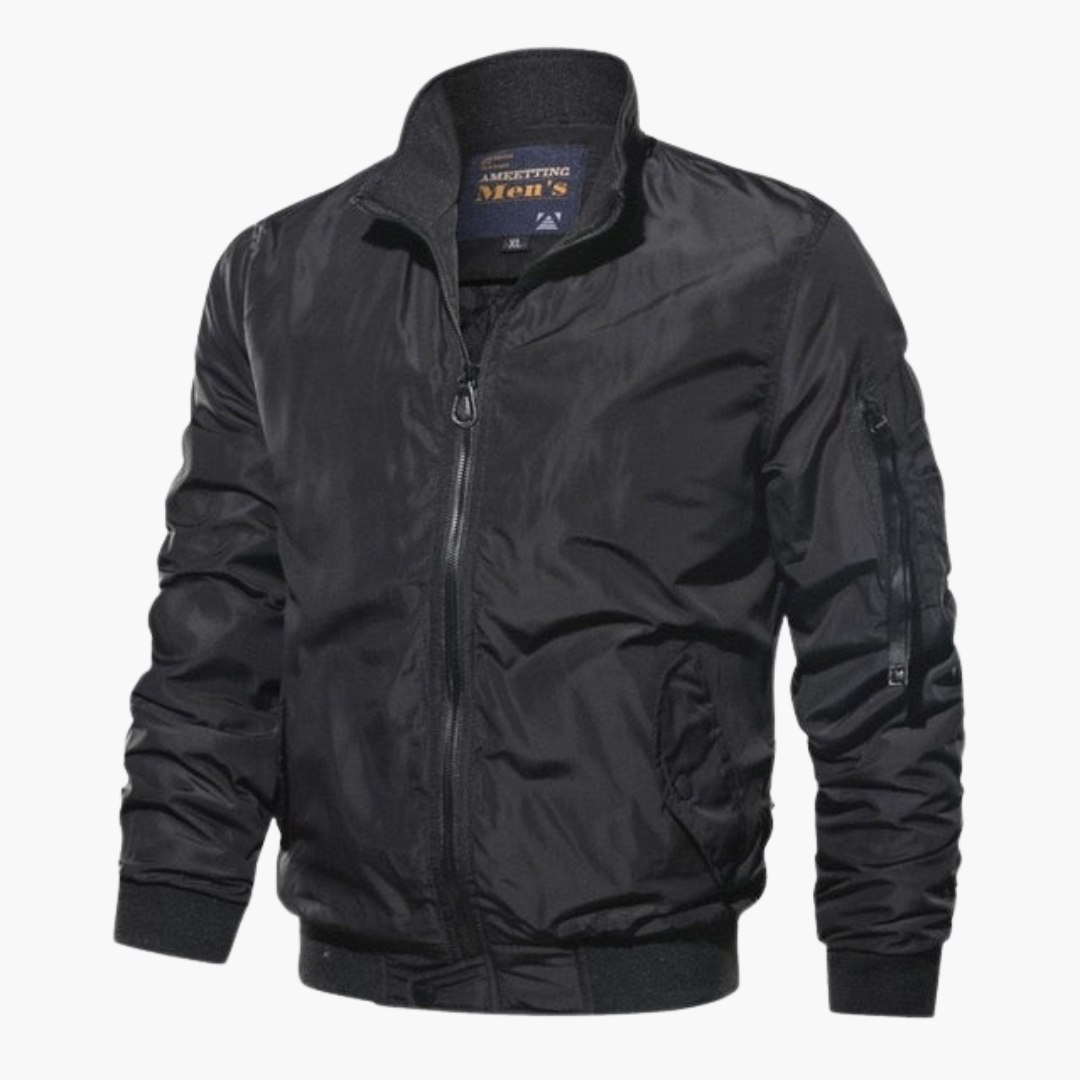 Herren Bomberjacke mit Stehkragen und Frontreißverschluss