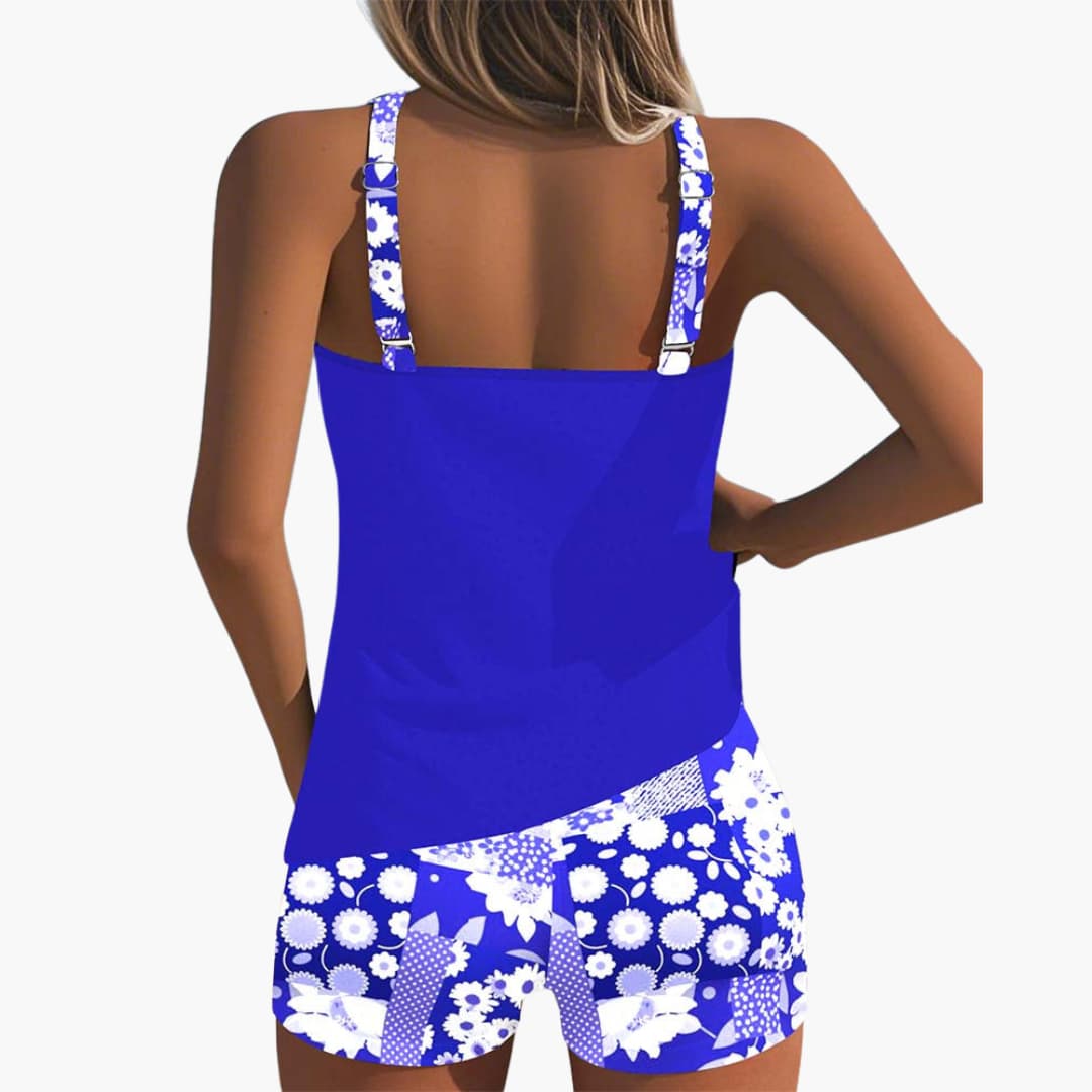 Badeanzug-Set Damen - Zweiteiliger Tankini mit Blumenprint